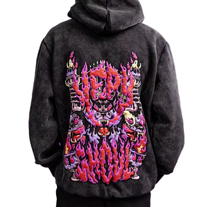 Sweat à capuche unisexe en molleton épais style streetwear hip-hop, personnalisable avec logo en impression 3D en relief, thermique, 100% coton, coupe classique - Product Image 2
