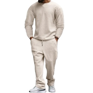 Costume de sport décontracté pour hommes à la mode T-shirt et pantalon à manches longues à col rond deux pièces écologiques pour le printemps automne hiver - Product Image 4
