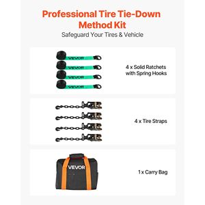 Kit de fixation robuste Worki 10009 Lbs avec cales de roue, sangles de remorquage de type pneu et sangles de fixation de voiture avec cliquet à haute résistance - Product Image 2