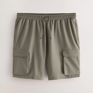 Pantalones Cortos Cargo para Hombre, Pantalones Cortos Cargo Sólidos de Cintura Media, Elásticos, de Secado Rápido, de Poliéster, Estilo Casual con Bolsillos - Product Image 3