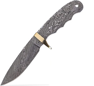 Lames brutes Skinner en acier Damas pour couteaux à lame fixe DIY, avec contreforts en laiton OEM, pleine longueur de lame, pour la fabrication de couteaux de camping et de chasse - Product Image 5