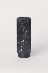 Jarrón de flores geométrico de mármol negro de moda, hecho a mano, decoración de lujo para el hogar - Product Image 1