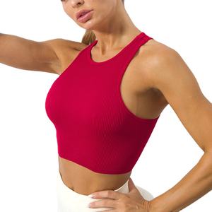 High quality Crop <b>Tank</b> <b>Top</b> Women's New Style Yoga Sports <b>Bra</b> Quick Drying Fitness <b>Top</b> Beautiful Seamless Back Gym Use - Product Image 3