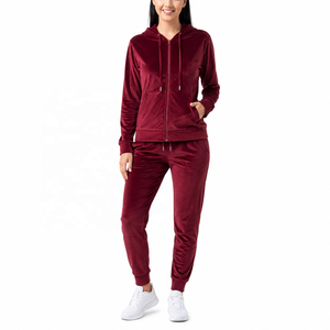 <b>Women's</b> Navy Blue Hooded Tracksuit Full Zip Sweatshirt and <b>Joggers</b> Set Casual Solid Color Polyester Athletic Wear Autumn Style - Product Image 1