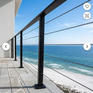 Barandilla de Balcón Moderna de Acero Inoxidable Negro con Cable y Barandilla Horizontal de Alambre para Terraza Exterior y Seguridad del Hogar - Product Image 4