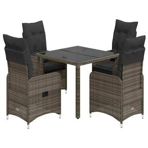 Conjunto de Bistro para 4 Personas en Ratán PE Gris y Mesa y Sillas de Jardín de Acero con Vidrio Templado - Product Image 1