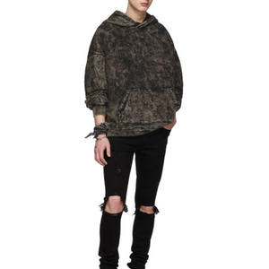 Suministro al por mayor de sudaderas con capucha y sudaderas tipo pullover de mezcla de algodón, con acabado lavado ácido y efecto lavado, personalizables para compradores de marcas. - Product Image 3