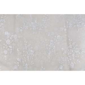 Tela de encaje Chanderi teñible con bordado floral, color blanco roto, 44 pulgadas de ancho, se vende por yarda, para trabajos de hilo. - Product Image 3