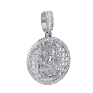 Pendentif religieux personnalisé en argent 925 plaqué or avec moissanite et zircon, motif Jésus, pour homme - Product Image 4