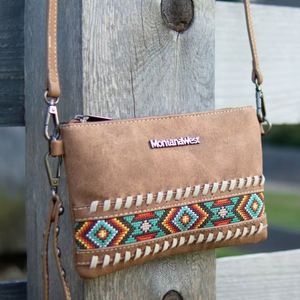 Nuevo Bolso Bandolera Mini de Cuero Genuino Montana West con Patrón Bohemio de Cuentas y Cierre de Cremallera para Mujer, Ideal para Todas las Estaciones - Product Image 2
