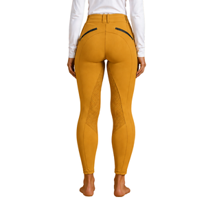 Leggings d'équitation pour femmes, couleur brun doré, taille haute, pantalons d'équitation extensibles avec grip en silicone pour l'entraînement équestre - Product Image 2