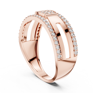 Anillo de Compromiso de Oro Rosa con Diamantes, Anillo de Lujo para Mujer con Corte Brillante Redondo, Joyería con Banda de Piedras Naturales - Product Image 3