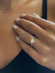 IGI/GIA Anillo de oro de 14K con corazón Diamante cultivado en laboratorio Compromiso de perlas de lujo/Anillo de bodas para mujer Laboratorio de joyería fina creado - Product Image 4