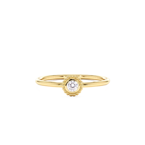 แหวนเพชรทรงกลมเม็ดเดี่ยวแบบมินิมอลลิสต์ ขอบทองคำแท้ 10K 14K ประดับเพชรทรงกลมเพาะเลี้ยงในห้องปฏิบัติการ คุณภาพสี DEF ความสะอาด VVS พร้อมลายดอกไม้มิลเกรน - Product Image 1