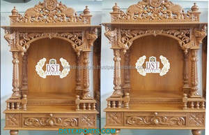 Éléphant sculpté à la main Mandir maison bois traité Temple Style moderne taille personnalisée finition naturelle UK USA Canada - Product Image 6