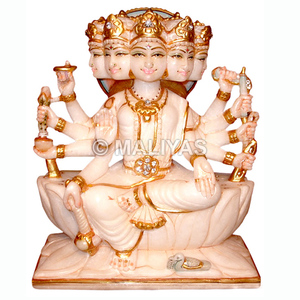 Panchmukhi Gayatri Mata |   Murti de Gayatri Maa en Mármol Premium para el Hogar y el Templo – Maliyas - Product Image 1