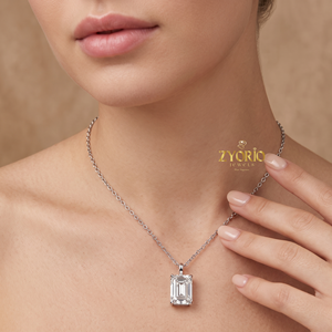 Collier pendentif chaîne à maillons en diamant de laboratoire taille émeraude 1CT VVS, en platine PT950 plaqué rhodium, tendance, quatre griffes, cadeau unisexe - Product Image 2