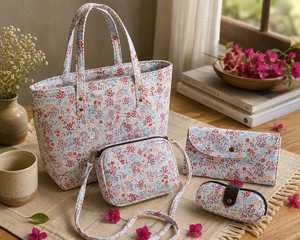 Bolsa de Mano Personalizada con Estampado Floral, de Nailon, con Cierre, Dos Asas, Gran Capacidad, Plegable, Estilo Vintage, para Viajes y Uso Diario - Product Image 4