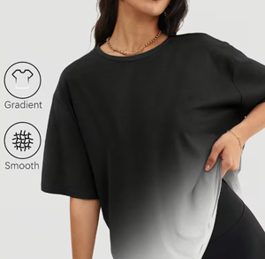 Oversized Plus Size Women's Gradient Color Crew Neck Short Sleeve T-<b>Shirt</b> Short Length Jersey Fabric Casual Anti-Wrinkle - Product Image 5