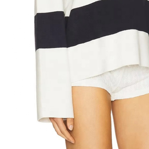Polo de manga larga para mujer, con bloques de color, rayas y cuello, estilo casual, corte regular - Product Image 6