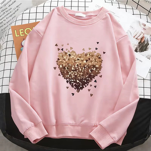 เสื้อฮู้ดผู้หญิง คุณภาพระดับมืออาชีพ ทรงหลวม สไตล์วินเทจ ลายหัวใจ เสื้อฮู้ดผู้หญิงแบบพื้นฐาน ผ้าฟลีซอุ่นสบาย คอกลม แบบสวม - Product Image 2