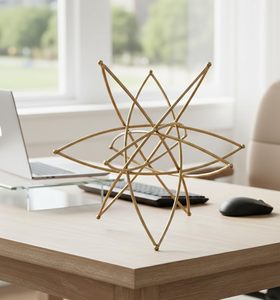 Sculpture Art Déco en Métal Doré Faite à la Main, Écologique, Pièce d'Art de Table pour la Décoration de la Maison, du Salon, du Bureau ou des Étagères - Product Image 2
