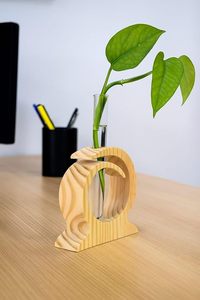 Florero de Escritorio en Espiral de Bambú, Soporte de Madera, Florero de Tubo de Ensayo, 4-6 Pulgadas de Diámetro, Decoración Minimalista para el Hogar y la Oficina - Product Image 4