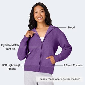 Sweat-shirts à capuche personnalisés pour femmes, coupe courte, en molleton 345 GSM, unis, amples, avec fermeture éclair - Product Image 3