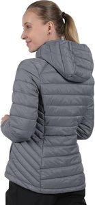 Women's Lightweight <b>Packable</b> Hooded Winter Quilted Puffer <b>Jacket</b> Detachable Sleeves Hat Zipper Closure Waterproof Polyester - Product Image 3