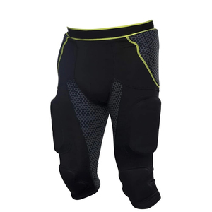 Black Padded Football Pants Belt Closure <b>Athletic</b> Sportswear Breathable Adult Practice Gear Mens American Football Performance - Product Image 2