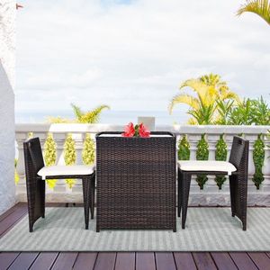 Set di Mobili da Giardino in Vimini - 3 Pezzi con Cuscini Impermeabili per Hotel e Uso Ricreativo - Product Image 1