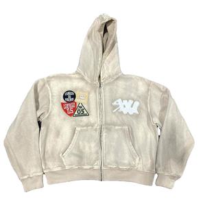 Vente en gros Sweat à capuche vintage délavé et délavé pour homme Coupe surdimensionnée en éponge française délavée à l'acide Logo personnalisé pour l'hiver - Product Image 1