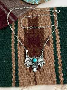 Kingman Turquoise <b>Statement</b> <b>Necklace</b> Handmade Sterling Silver Natural Gemstone Boho Southwestern Jewelry Third Party Certified - Product Image 6
