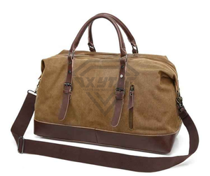 Bolsa de Viaje de Lona Vintage para Hombre, Bolsa de Cuero para Fin de Semana, Equipaje de Mano, Bolsa Deportiva Impermeable de Gran Capacidad para Gimnasio - Product Image 4
