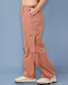 บริการผลิตแบบ OEM กางเกงคาร์โก้ผ้าแคนวาสเอวสูงทรงจ็อกเกอร์สำหรับผู้สูงอายุหญิง สไตล์วินเทจ ผ้าฝ้าย 100% - Product Image 2