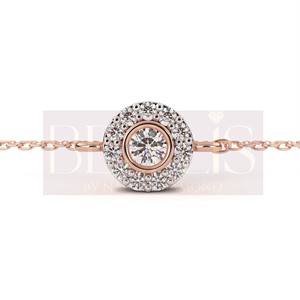 Brazalete de Diamantes Cultivados en Laboratorio con Doble Cadena Trenzada Graduada y Doble Halo en el Centro - Product Image 3