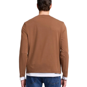 เสื้อยืดแขนยาวคอกลมผู้ชาย สีพื้น ผ้าฝ้าย 100% คุณภาพดีที่สุด ทรงปกติ สีน้ำตาล รับสั่งทำสีได้ - Product Image 2