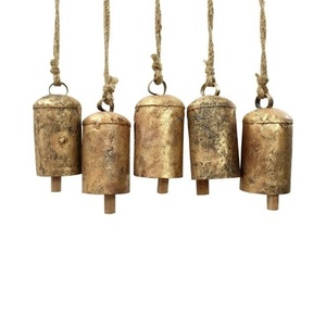 Rustic Metal Hanging <b>Bells</b> Jute Rope Cow <b>Bells</b> Vintage Decorative <b>Chimes</b> for Christmas Farmhouse Home Decor - Product Image 2