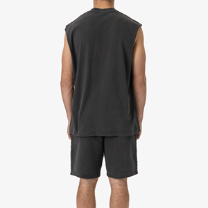 2026 Solid Silk Screen Printed Breathable Knitted 100% Cotton <b>Plus</b> <b>Size</b> Sleeveless Muscle Fit O-Neck Casual Tank <b>Top</b> Men 140g - Product Image 2