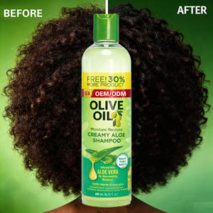 Champú Hidratante con Aceite de Oliva y Aloe Vera OEM ODM para Cabello Afro Rizado, Sin Sulfatos, Limpieza Natural, Cuidado del Cabello, 480 ml - Product Image 2