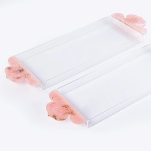 <b>Crystal</b> Clear Epoxy Resin Coffee Cup Set with Artistic Stone Pattern Tray - Product Image 3