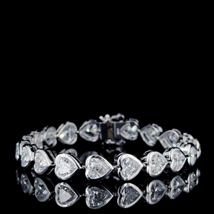 Elegante Pulsera de Diamantes Cultivados en Laboratorio con Corte Corazón en Oro Blanco, Joyería Fina Ética, Pulsera Estilo Tenis - Product Image 2