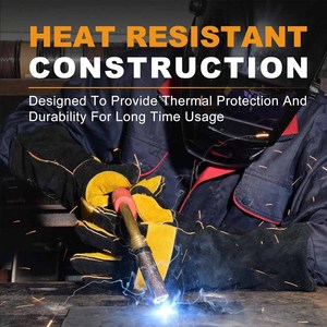 ถุงมือหนังวัวแท้สำหรับงานเชื่อม ป้องกันเต็มฝ่ามือ คุณภาพสูง สำหรับงานอุตสาหกรรม ความปลอดภัยในการทำงาน งานก่อสร้าง ปิ้งย่าง - Product Image 3