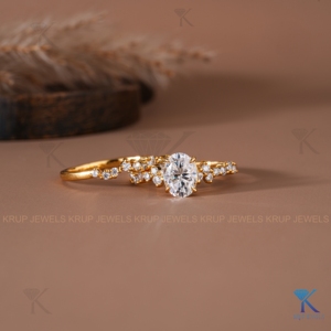 1.50 CT Oval Lab Grown Diamond Solid Gold Ring <b>Set</b> Cluster Engagement Ring Bridal Fine <b>Jewellery</b> Custom Made Anniversary Party - Product Image 3