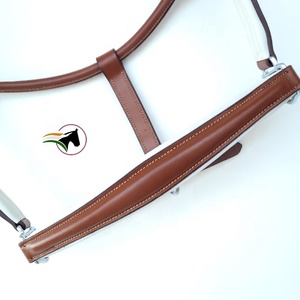 Collier de tête équestre anglais en cuir de haute qualité, personnalisé OEM, avec embout nasal conique super doux et rembourré, pour chevaux - Product Image 1