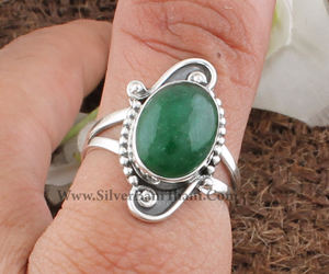 Anillo Clásico de Jade Verde Natural con Engaste de Bisel, Plata de Ley 925, Joyería de Piedras Preciosas Curativas para Mujer, Ideal para Bodas y Fiestas - Product Image 1