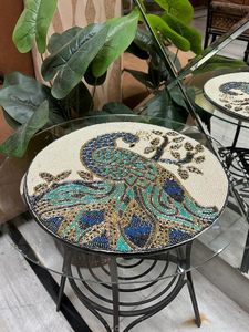 Embroidered Peacock <b>Table</b> <b>Runner</b> Bohemian Home Decor Animal Pattern Durable Multi Color Design - Product Image 3