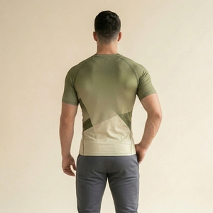 T-shirt de compression à manches courtes pour homme, imprimé personnalisé, ajusté, sportif, pour la gym, le fitness, la musculation, l'entraînement, couche de base athlétique - Product Image 2