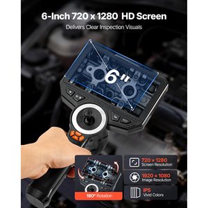 Caméra endoscopique articulée à 360 degrés à 4 voies avec objectif fin de 0,24 pouces et écran HD IPS de 6 pouces pour outils d'inspection automobile - Product Image 4