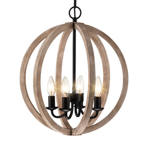 Atractiva Lámpara Colgante de Madera, Lámpara de Techo con Cúpula de Vidrio y Madera Sólida para Cocina, Comedor, Iluminación de Techo, Lámpara de Araña - Product Image 4